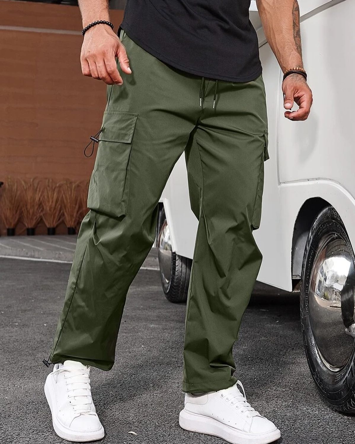 Striped Side Flap Trousers