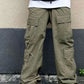 Flap Pocket Side Drawstring Waist Cargo