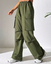 EZwear Flap Pocket Side Drawstring Hem Cargo Trousers