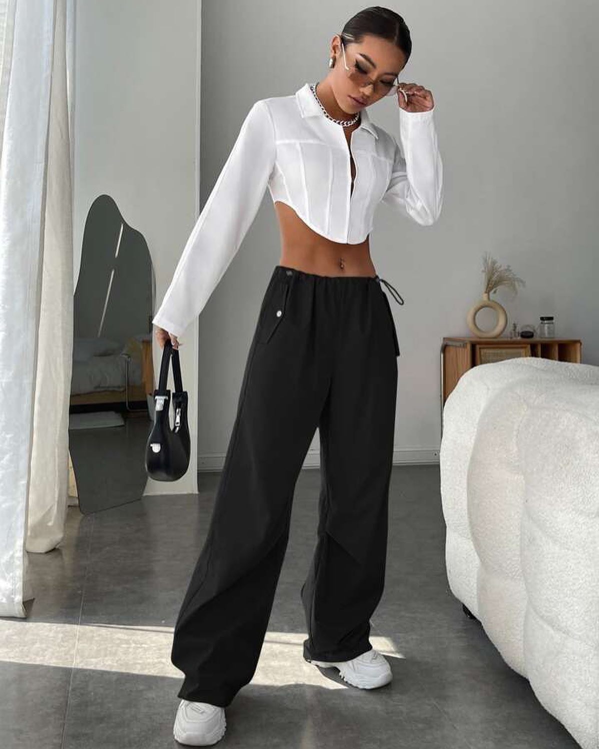 Zip Pocket Side Cargo Trousers