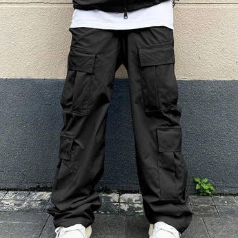 Flap Pocket Side Drawstring Waist Cargo