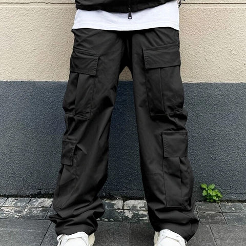 Flap Pocket Side Drawstring Waist Cargo