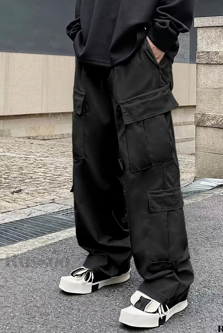 Flap Pocket Side Drawstring Waist Cargo