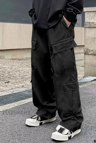 Flap Pocket Side Drawstring Waist Cargo