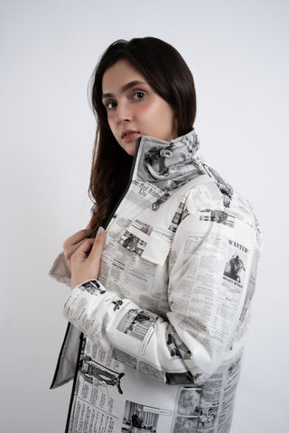 GRAPHIC HEADLINE PUFFER JACKET