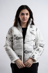 GRAPHIC HEADLINE PUFFER JACKET