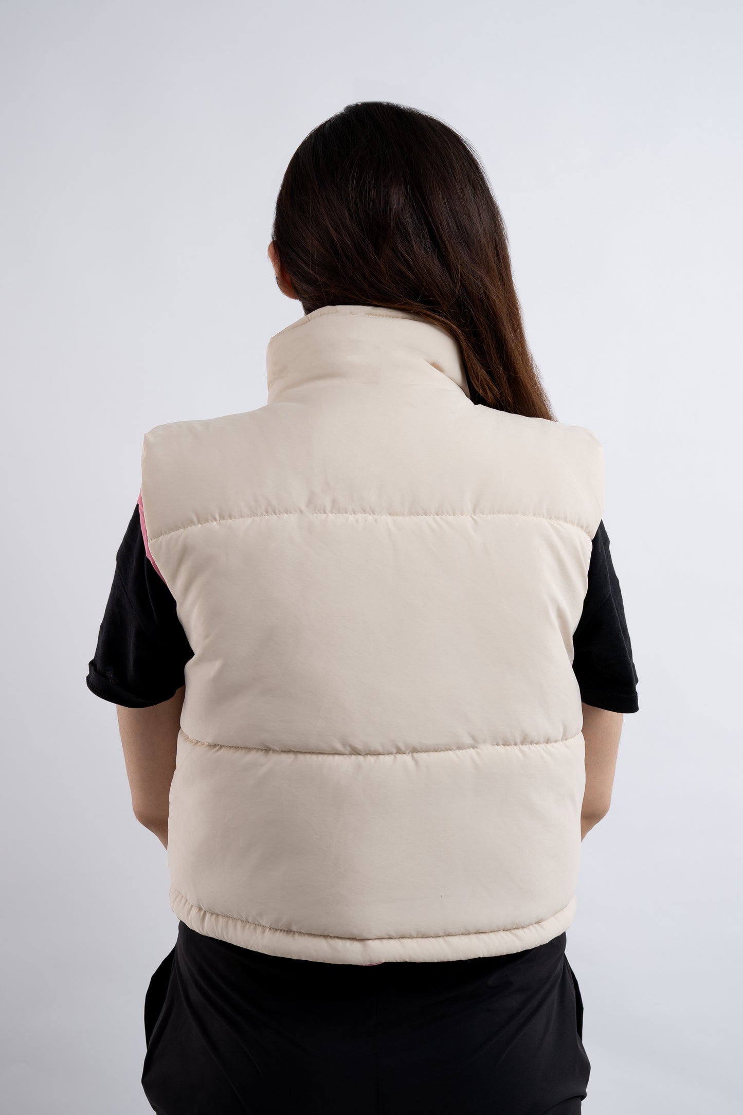 Beige Sleeveless Puffer Jacket