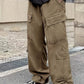 Flap Pocket Side Drawstring Waist Cargo