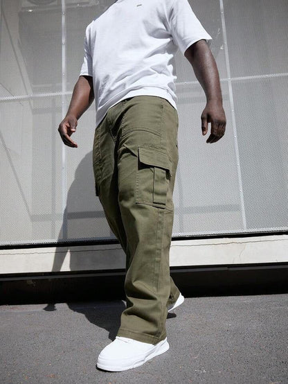 Olive Green Cargo Pants with Back Pocket