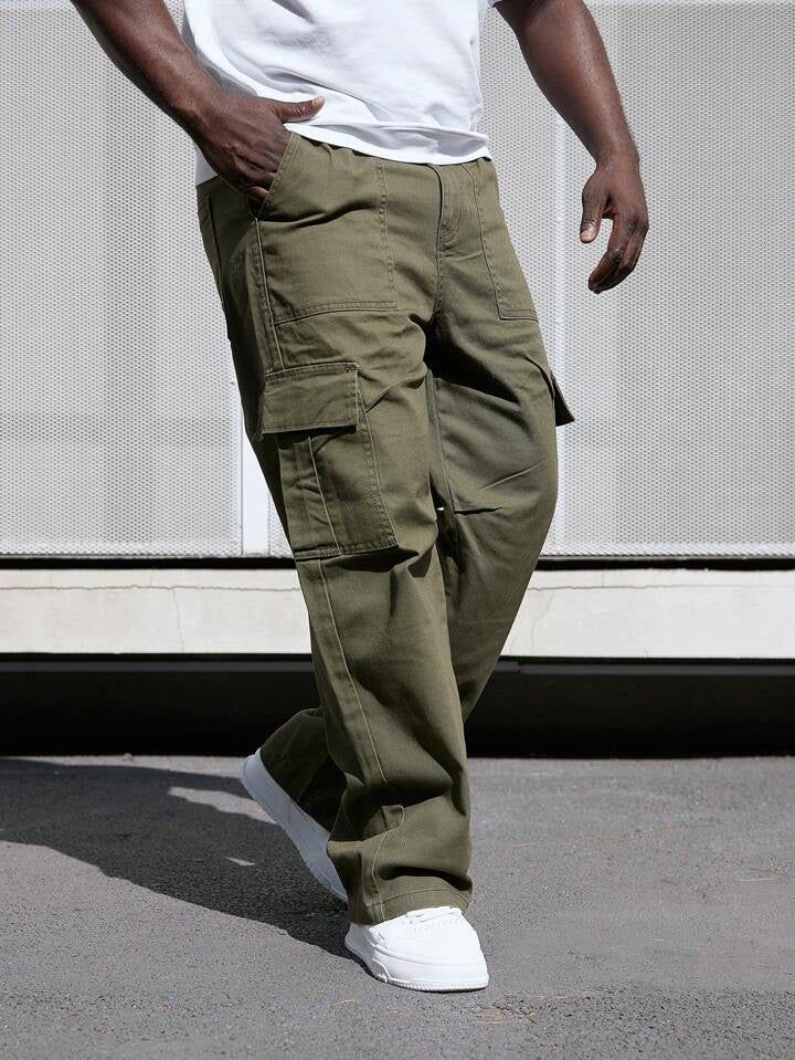 Olive Green Cargo Pants with Back Pocket