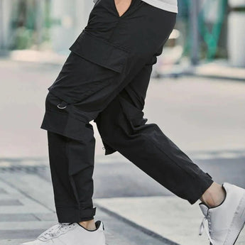 Black Cargo Pants with Knee Pockets