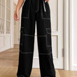 Black Cotton Pants with White Thread