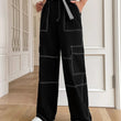 Black Cotton Pants with White Thread